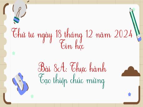 Bài giảng môn Tin học Lớp 5 - Bài 8A: Thực hành Tạo thiệp chúc mừng - Năm học 2024-2025