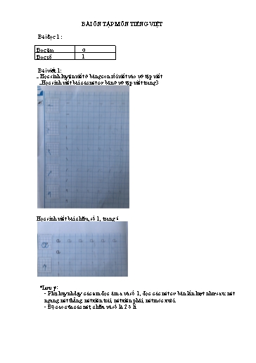Bài ôn tập Tiếng Việt, Đạo Đức Lớp 1 (Tuần 1+2) - Trường Tiểu học Trung An A