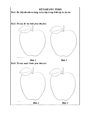 Nội dung ôn tập Toán Lớp 1 (Lần 1) - Năm học 2021-2022 - Trường Tiểu học Trung An A