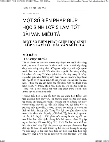 SKKN: Một số biện pháp giúp học sinh Lớp 5 làm tốt bài văn miêu tả - Phạm Ngọc Diện